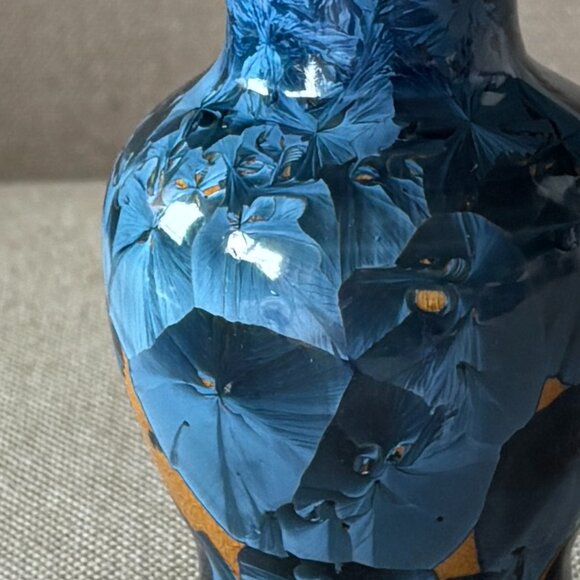 Crystalline Pottery Vase and Plate Handmade 2 Piece Set - Picture 3 of 11